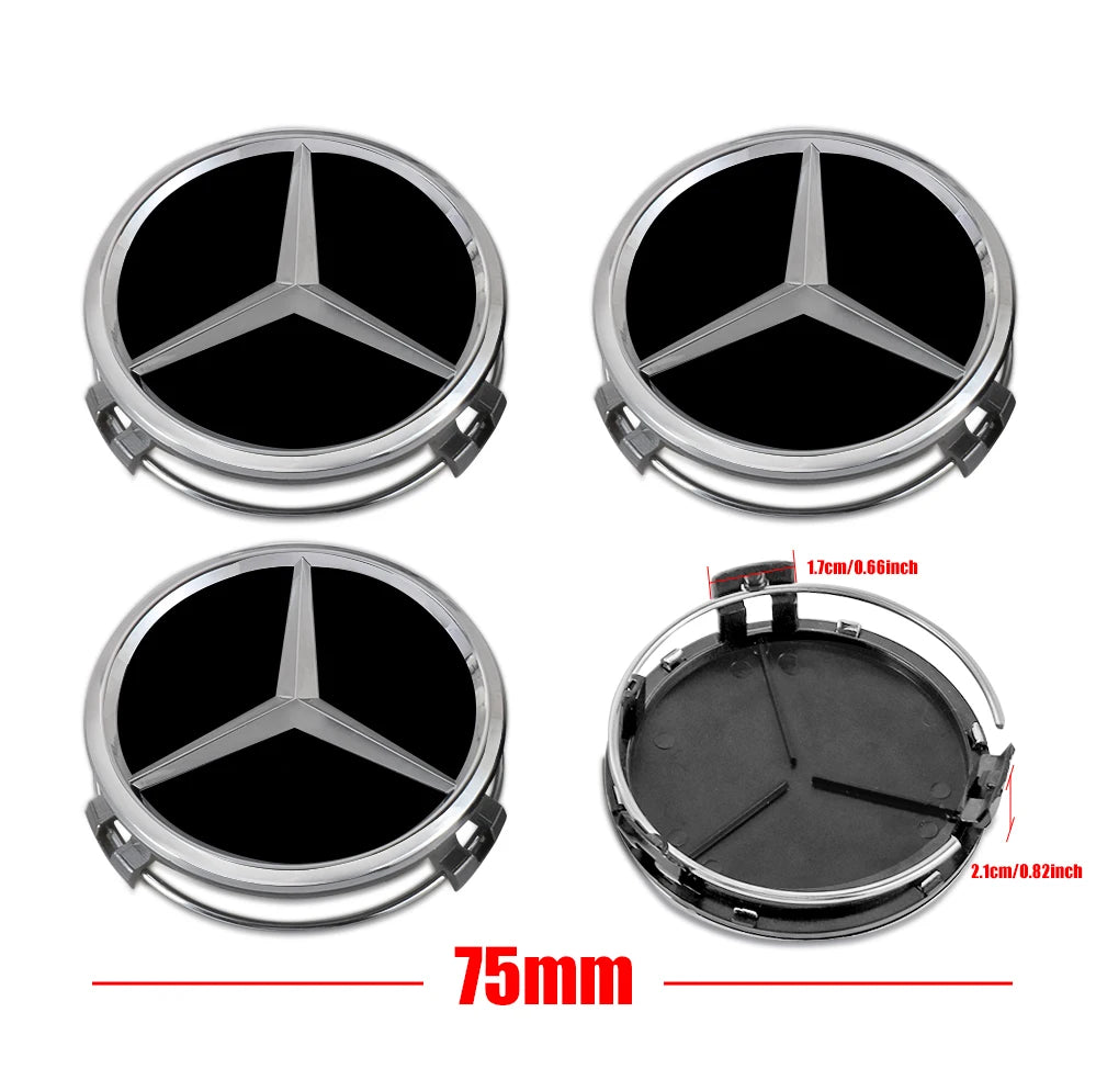 Mercedes Benz AMG Wheel Center Caps 75mm Set