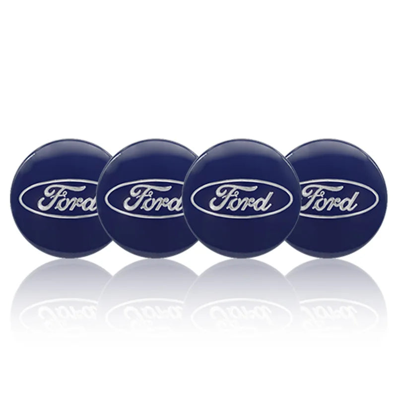Ford Focus Fiesta Mondeo Kuga 3D Wheel Centre Cap Stickers Blue & Chrome