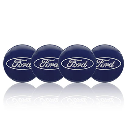 Ford Focus Fiesta Mondeo Kuga 3D Wheel Centre Cap Stickers Blue & Chrome