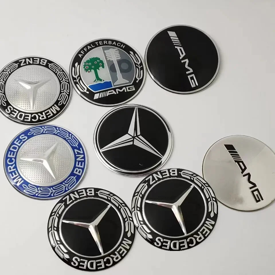 Mercedes C E A Class W204 W205 W212 Wheel Centre Cap Stickers Gloss Black
